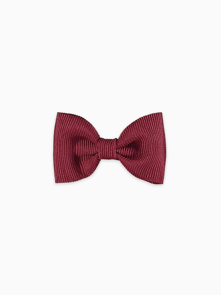 girls small bow clip burgundy