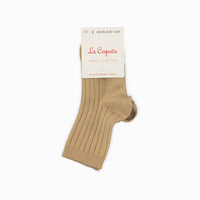 girls tan ribbed short socks