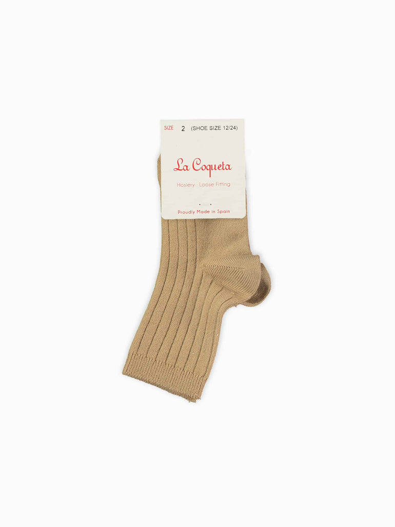 girls tan ribbed short socks