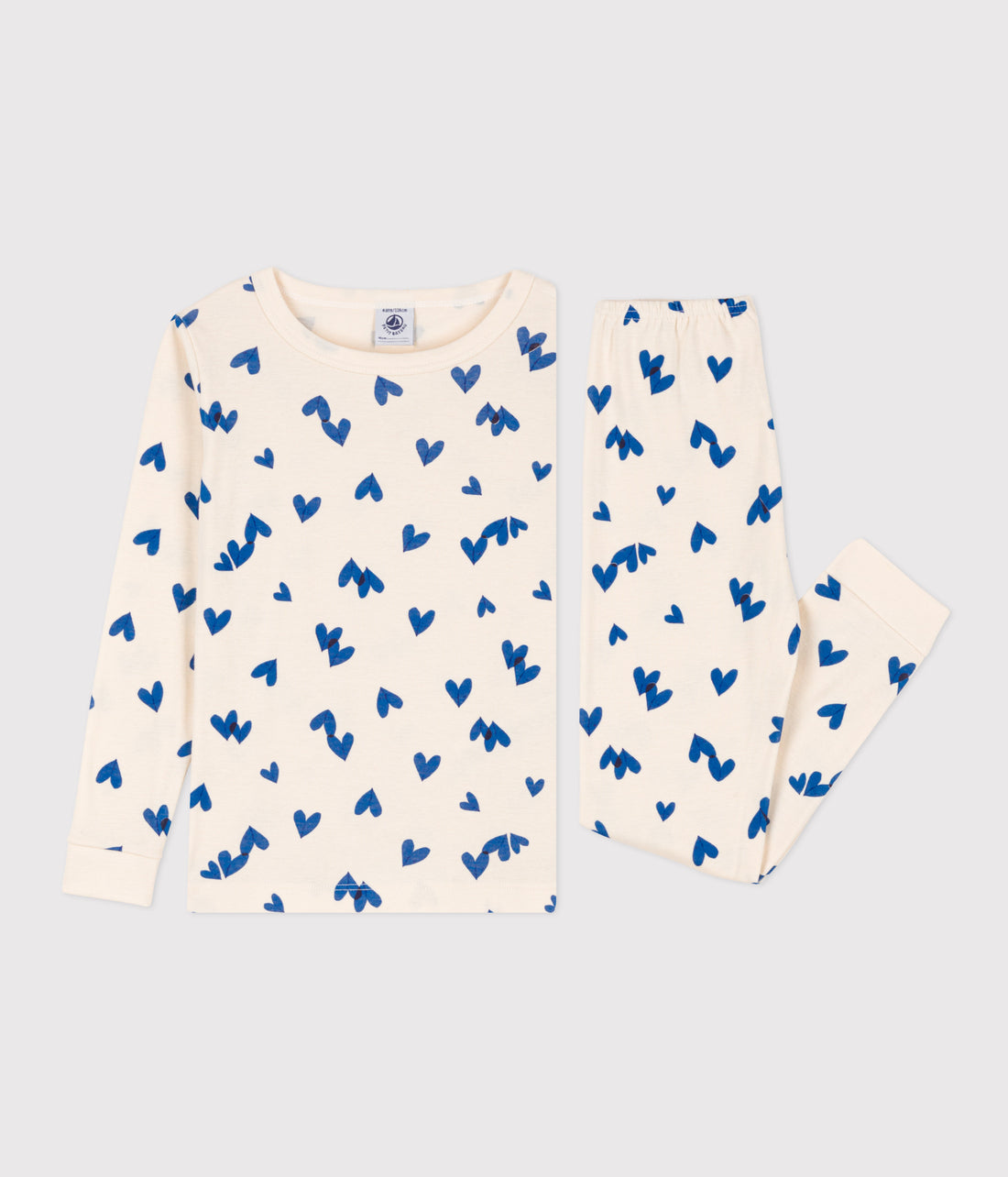 girls white blue print loungewear ls top & pant