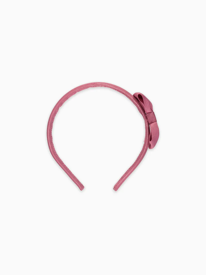 girls small bow headband dusty pink