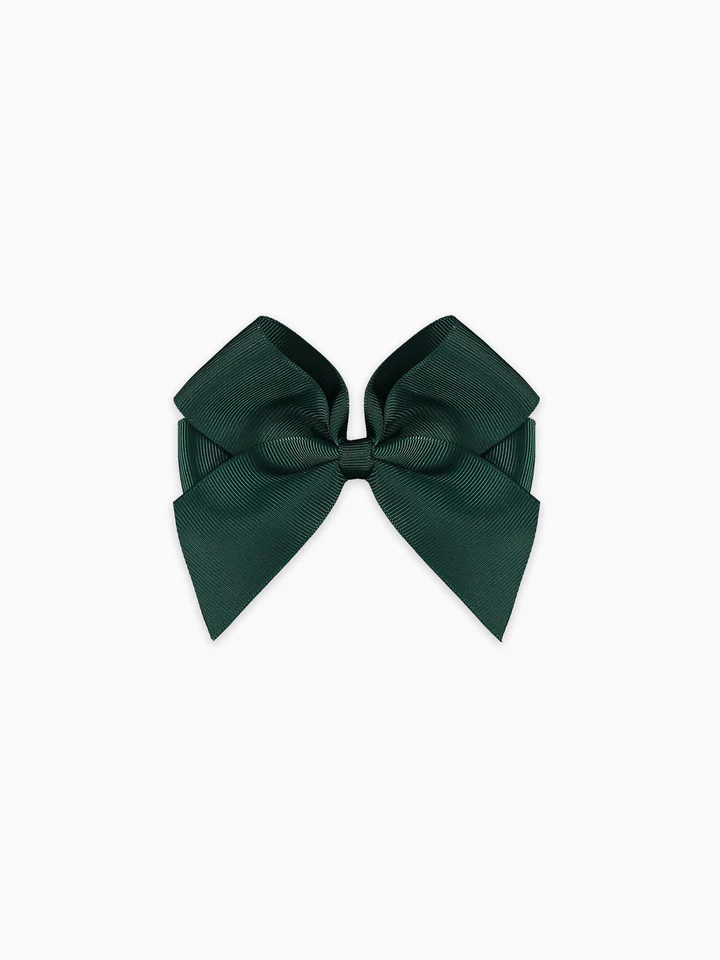 girls big bow clip dark green