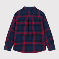 boys navy/red check shirt