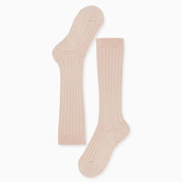 girls pink ribbed knee high socks