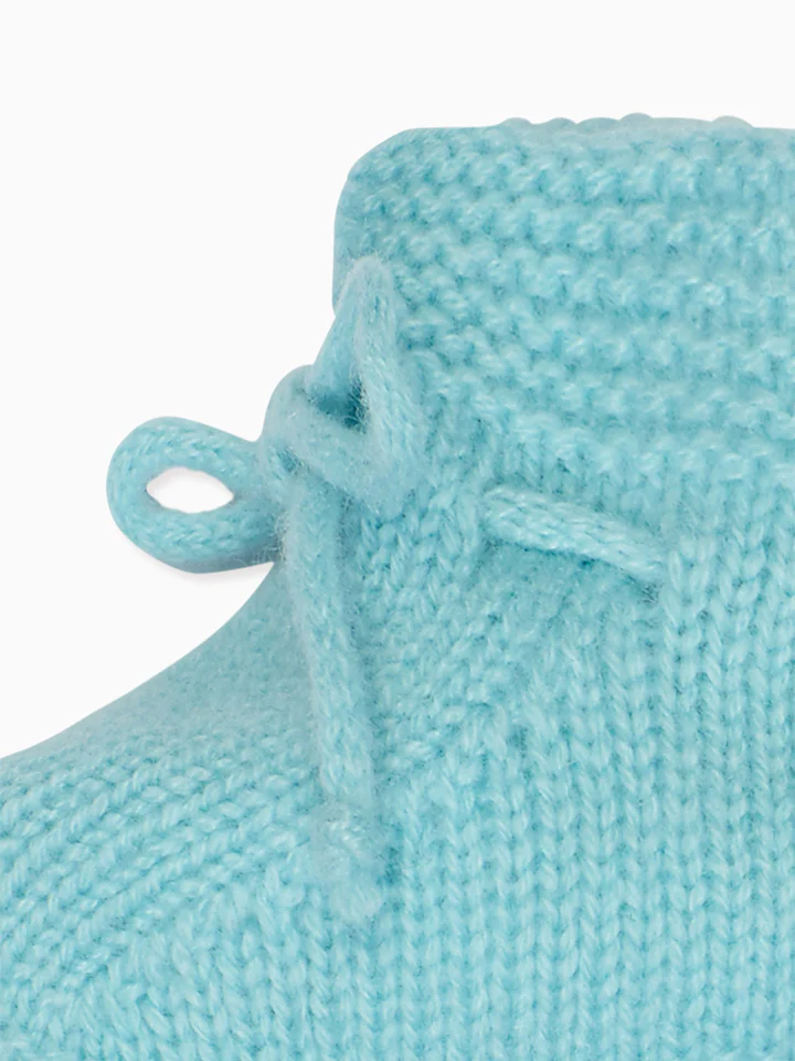 baby sage green evita cashmere booties