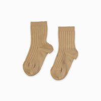 girls tan ribbed short socks