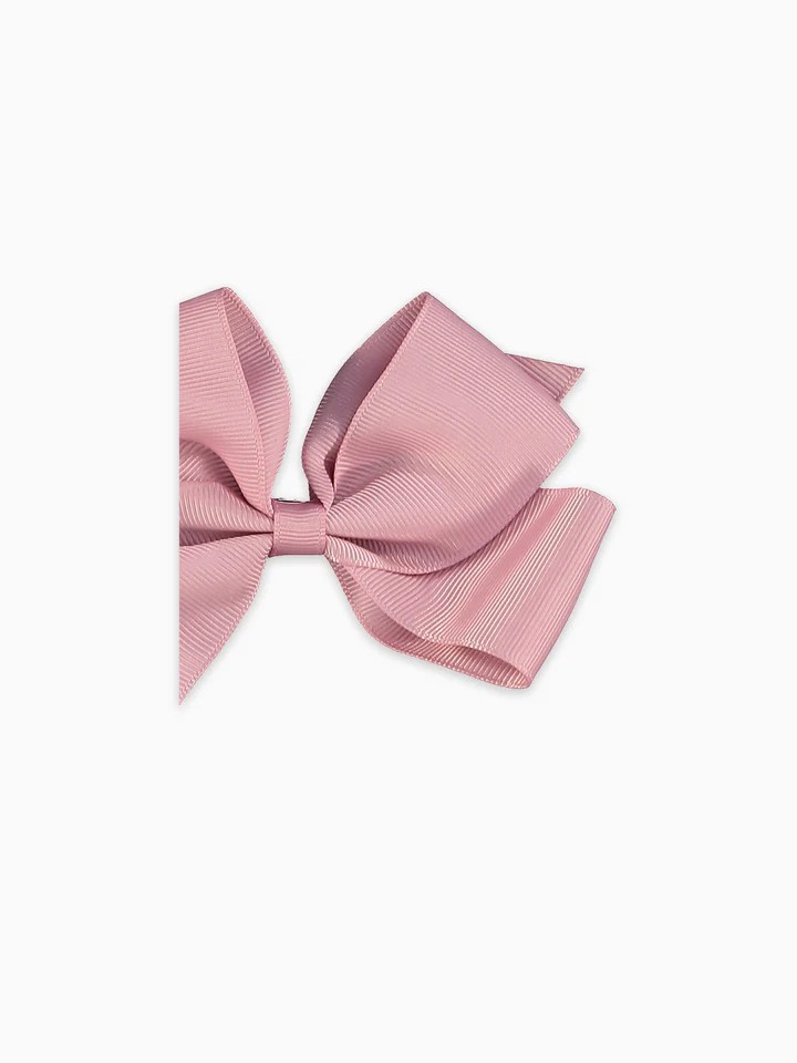 girls big bow clip dusty pink