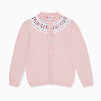 girls pink fair isle cardigan