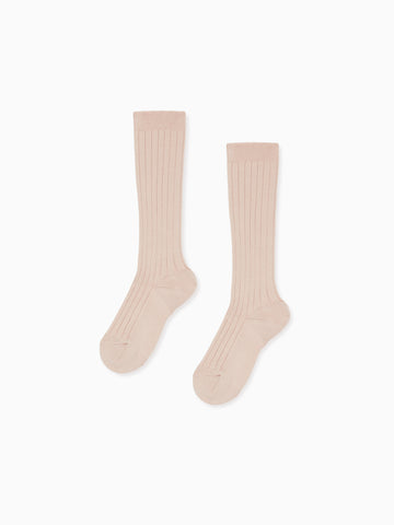 girls pink ribbed knee high socks