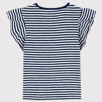 sleeveless ruffle stripe tee