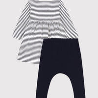 ls stripe dress w/legging