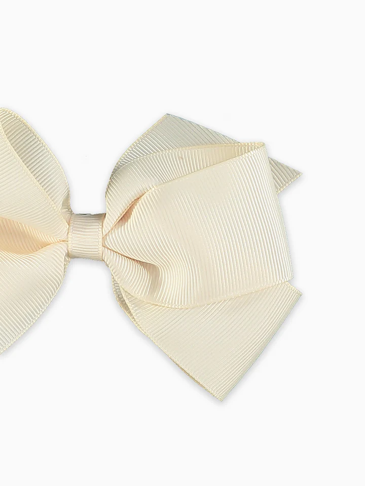 girls big bow clip off white