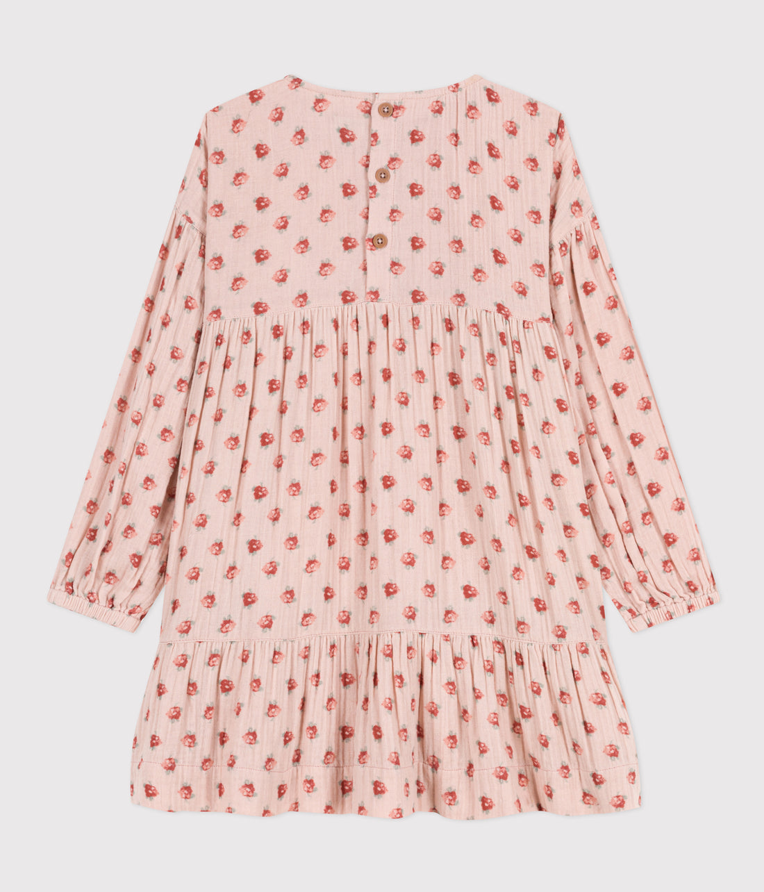 girls pink ls floral gauze dress