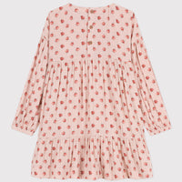 girls pink ls floral gauze dress