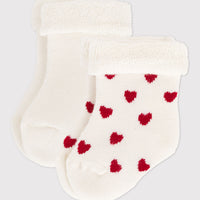baby white 2 pk heart socks