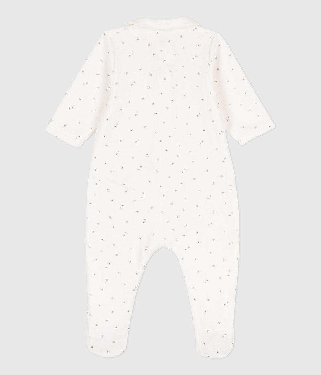 baby boy white velour star zip collar footie
