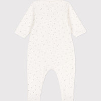 baby boy white velour star zip collar footie