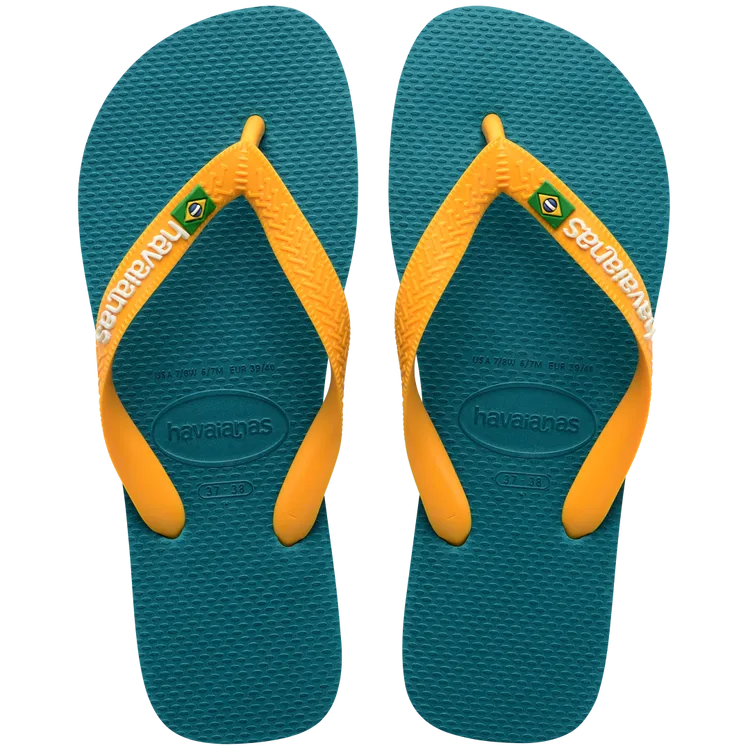 brazil logo sandals