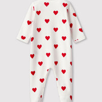 front snap heart print footie