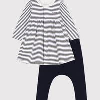 ls stripe dress w/legging