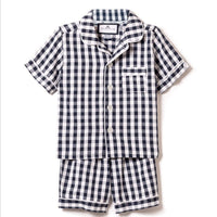 baby gingham short set navy