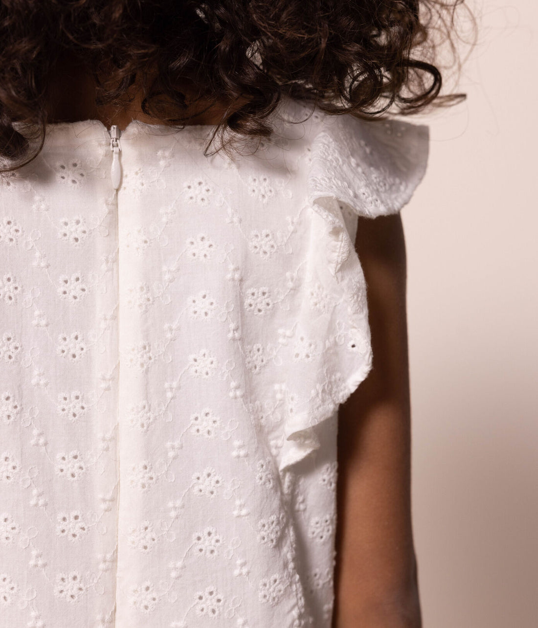 sleeveless ruffle eyelet dress