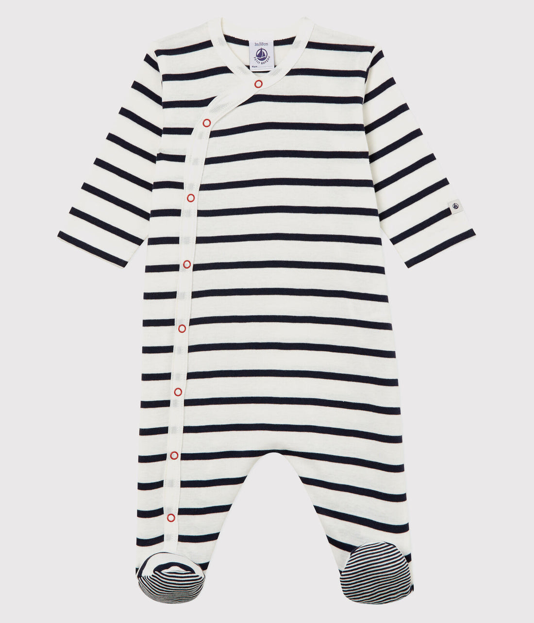 side snap striped footie