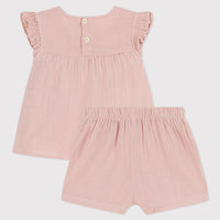 gauze sleeveless top & short set