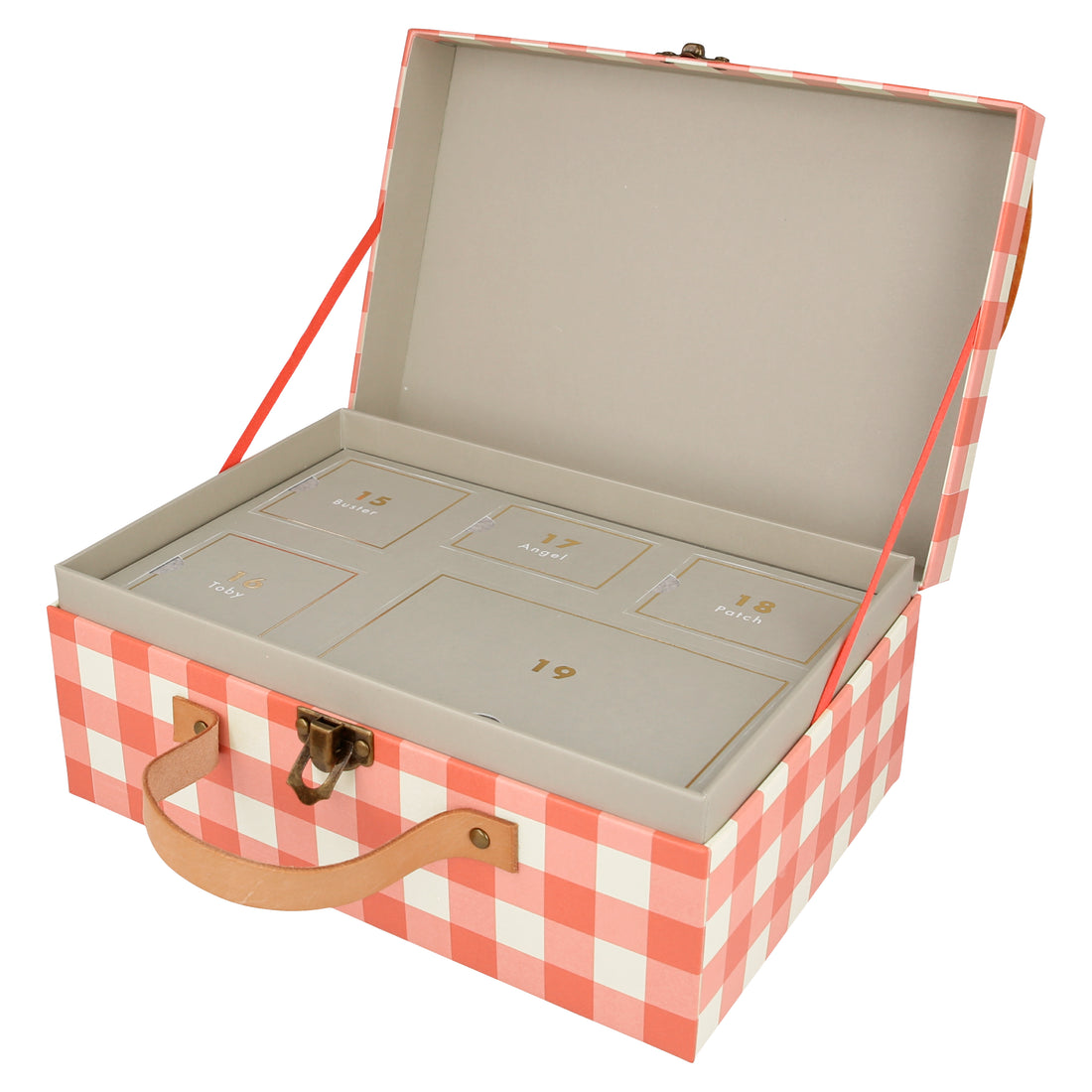 wooden dog advent calendar suitcase