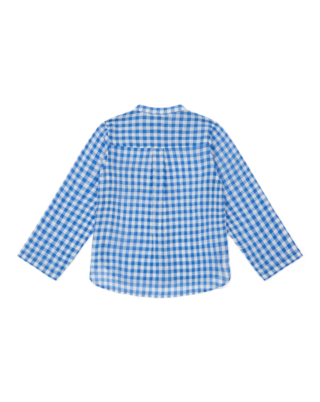 blue gingham cotton gauze shirt