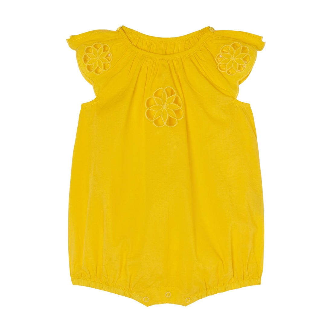 voile ruffled romper yellow