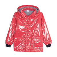 hooded shiny rain jkt
