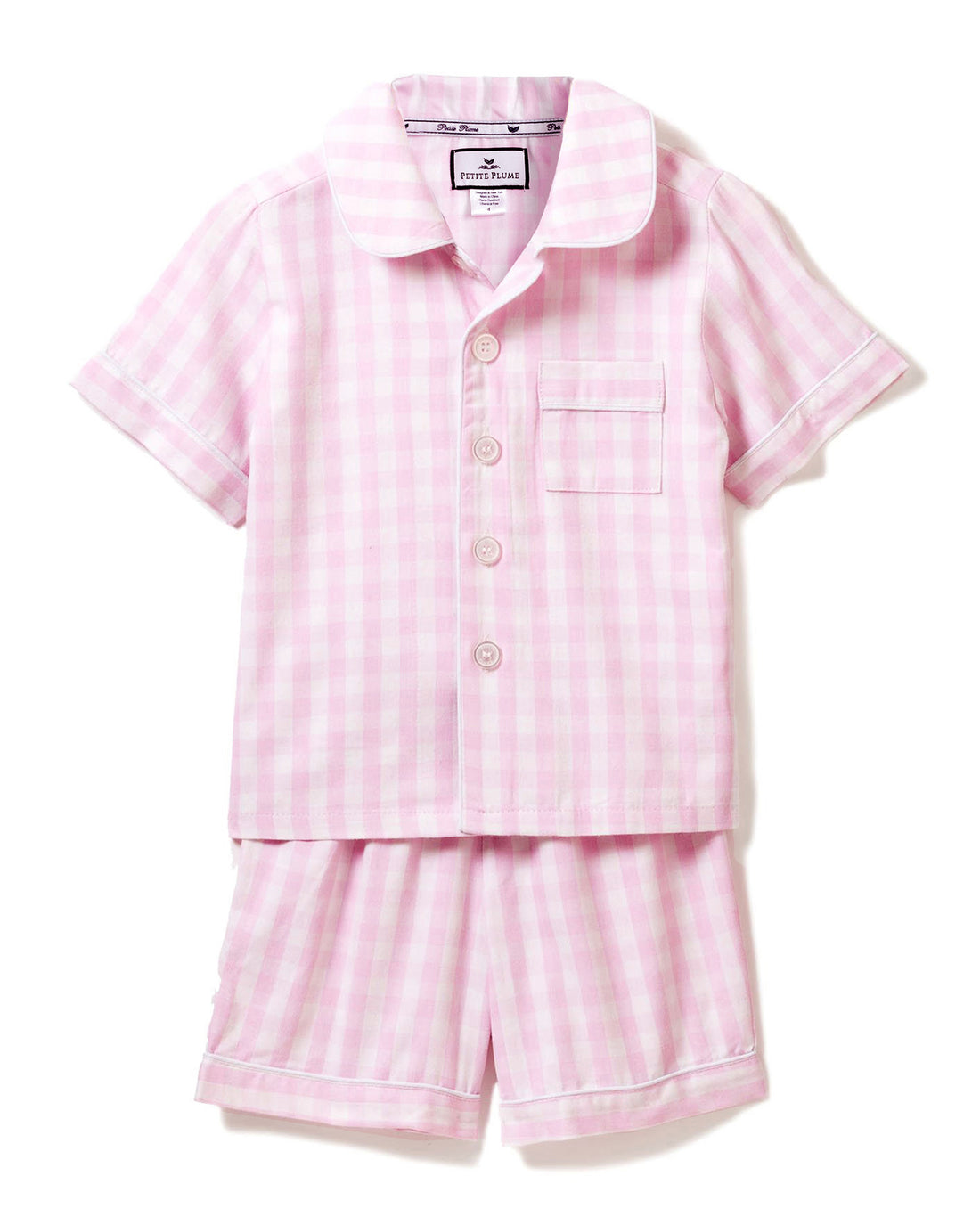 baby gingham short set pink