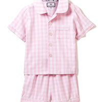 baby gingham short set pink