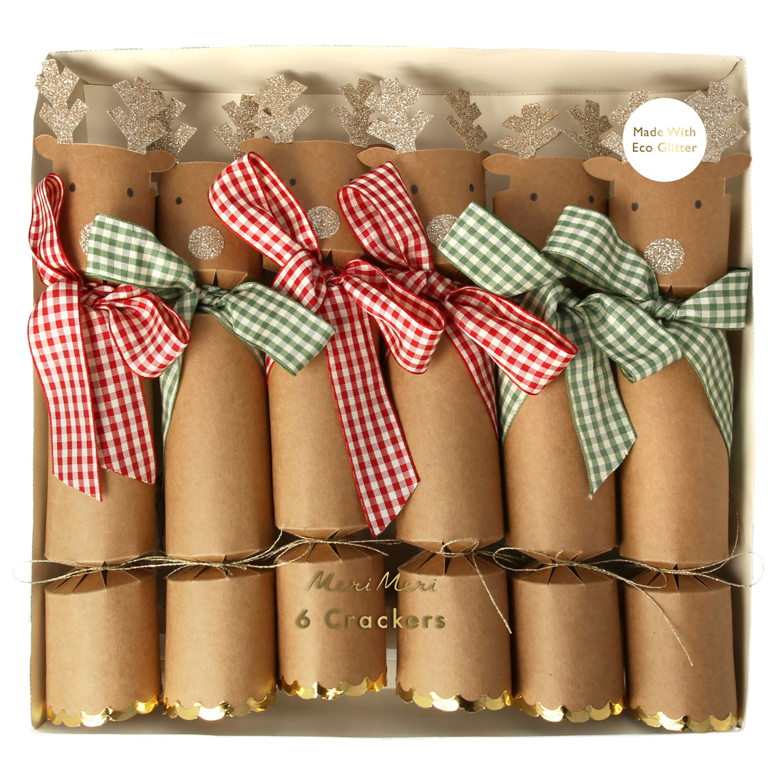 reindeer crackers w/ gingham bows