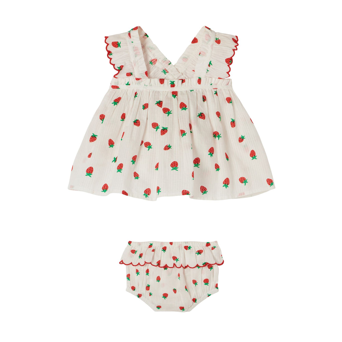 strawberry printed top and bloomers