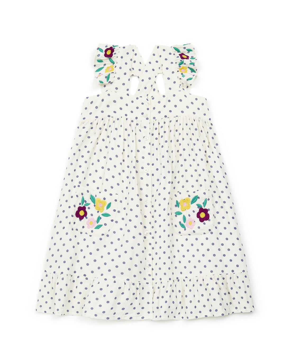 embroidered dress blue dot