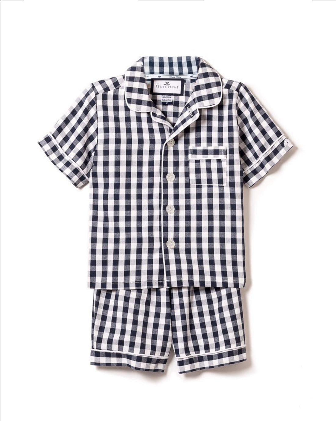 gingham short set navy