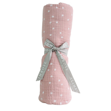 muslin swaddle pink starry night