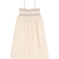 sleeveless smocked dress