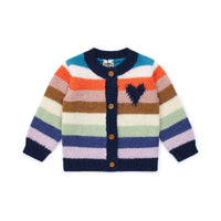 baby striped heart cardigan multi