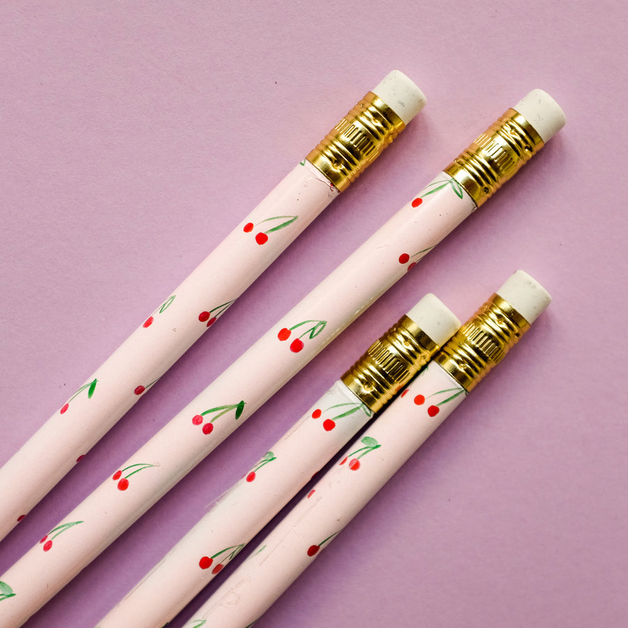 cherry pencils set of 4