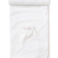 new kissy dots towel with mitt pink and white