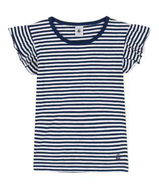 sleeveless ruffle stripe tee