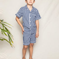 gingham short set navy