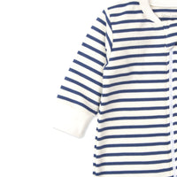 baby striped zip up footie navy