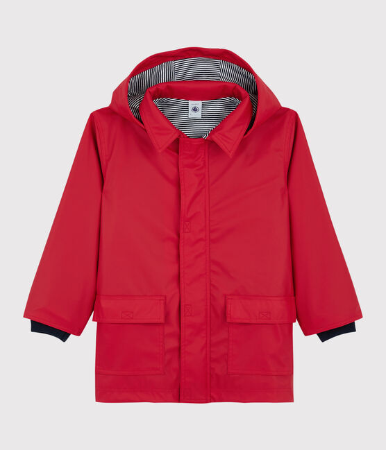 hooded rain jacket red