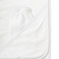 new kissy dots towel with mitt blue and white