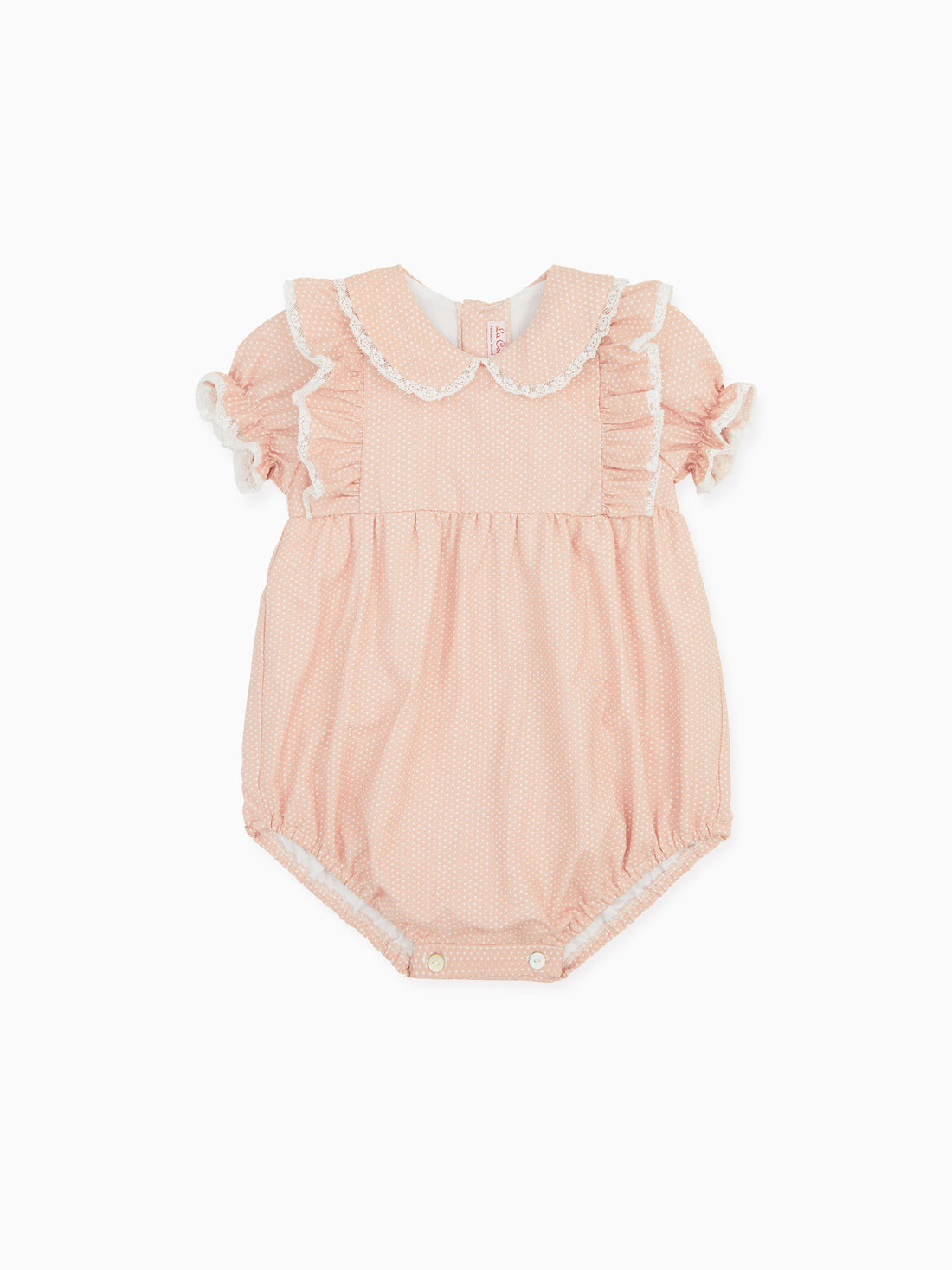 neva rompersuit pink polkadot