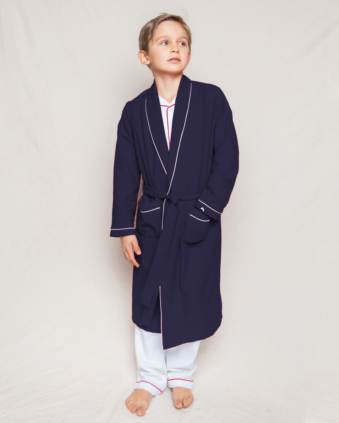 flannel robe navy